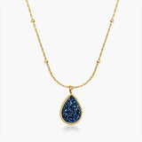 Drop Blue Druzy Charm 18K Necklace AL076