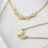 16" Gold Round White Shell Carved Birth Month Flower Necklace, Personalization Jewelry KZ020