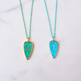 16" Gold Amazonite Silver Turquoise Heart Initial Letter Necklace, Rosary Chain, You choose letters KZ030