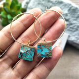 Square Hoop Tiffany Turquoise Earrings ED001-E