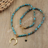 Natural Turquoise Beads Necklace Boho Style Gold Plated HD0154