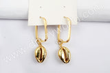 Full Gold Plated Cowrie Shell Rectangle Earring G1590