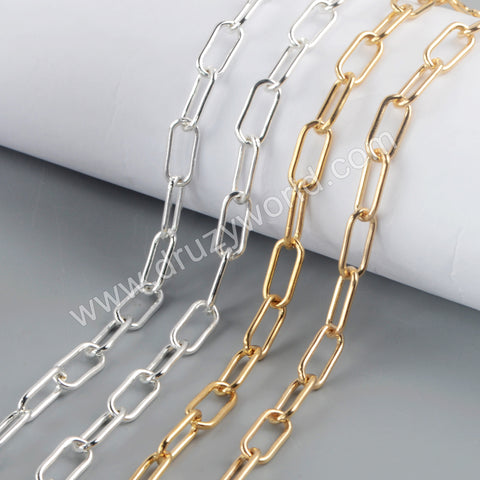 Paperclip Chains Making Jewelry Supply in Gold Silver Plated PJ473-G