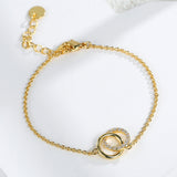 Interlocking Circles Gold Chain Bracelet, CZ Micro Pave, Infinity Jewelry AL586