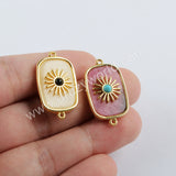 Gold Plated Bezel Natural Stone Connector WX1624