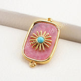 Gold Plated Bezel Natural Stone Connector WX1624