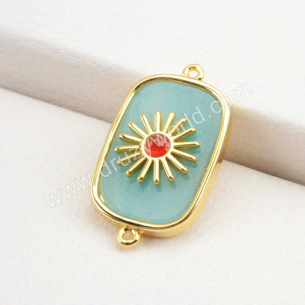 Gold Plated Bezel Natural Stone Connector WX1624