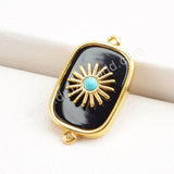 Gold Plated Bezel Natural Stone Connector WX1624