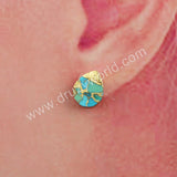 Gold Plated Teardrop Natural Copper Turquoise Stud Earrings G1984