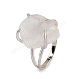 Genuine White Quartz Claw Adjustable Ring Gold/Silver Prong Set ZG0443