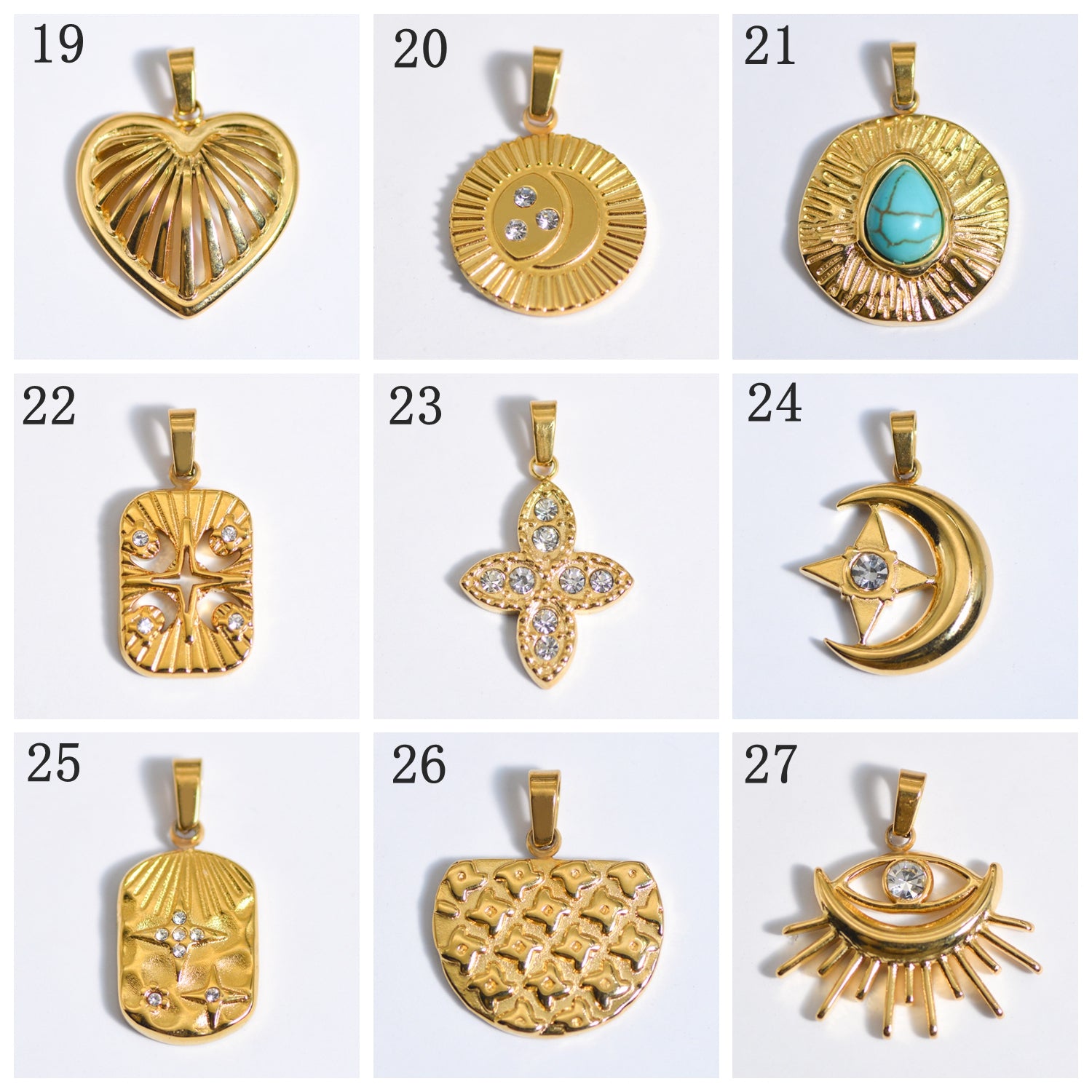 16" Multi Kind of Gemtsone and Oil Drip Pendant Necklace, Gold Plated Stainless Steel, DIY Jewelry Making, Wholesale Supply AL548