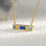 Wholesale 18" Rectangle Gold Plated Blue Zircon Micro Pave Necklace, CZ Necklace AL580