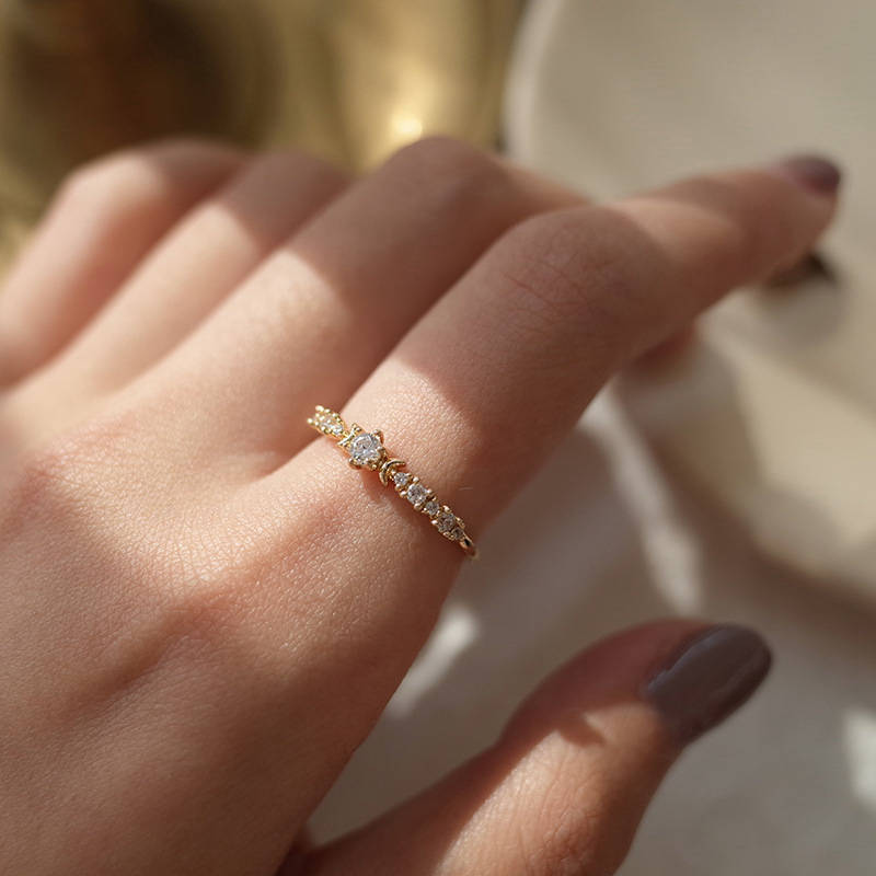 Delicate S925 Sterling Silver Plated 14K Gold Zircon Ring, Super Flash Zirconium Personality, Temperament, Simple Fashion Ring Jewelry AL477 Wedding Travel commemorate Jewelry Ring