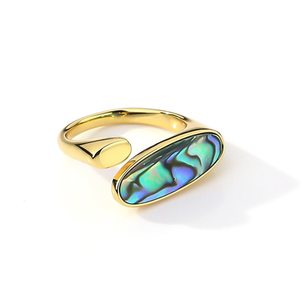 Wholesale Abalone Shell Ring, Adjustable, Gold Plated Brass Open Ring AL576