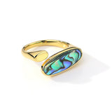 Wholesale Abalone Shell Ring, Adjustable, Gold Plated Brass Open Ring AL576