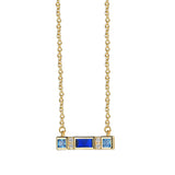 Wholesale 18" Rectangle Gold Plated Blue Zircon Micro Pave Necklace, CZ Necklace AL580