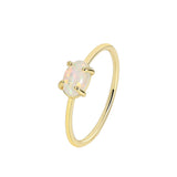 Wholesale Gold Plated Brass Four-Claw Oval White Opal Ring AL585