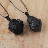 Raw Black Obsidian Wrap Necklace, Adjustable, Healing Rock Gemstone Jewelry HUS225