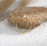 Wholesale Gold Plated Brass Four-Claw Oval White Opal Ring AL585