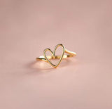 Unique 925 Sterling Silver Gold Plated Double Layer Heart Ring, Love Ring, Fashion Jewelry AL507