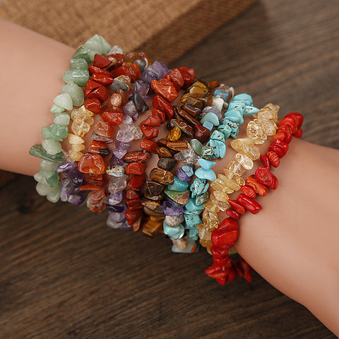 Natural Stone Chips Beaded Stretch Bracelet AL138