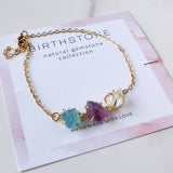 Gold Plated Claw Raw Birthstone Bracelet, Healing Crystal Stone Necklace, Natural Gemstone Jewelry BT014