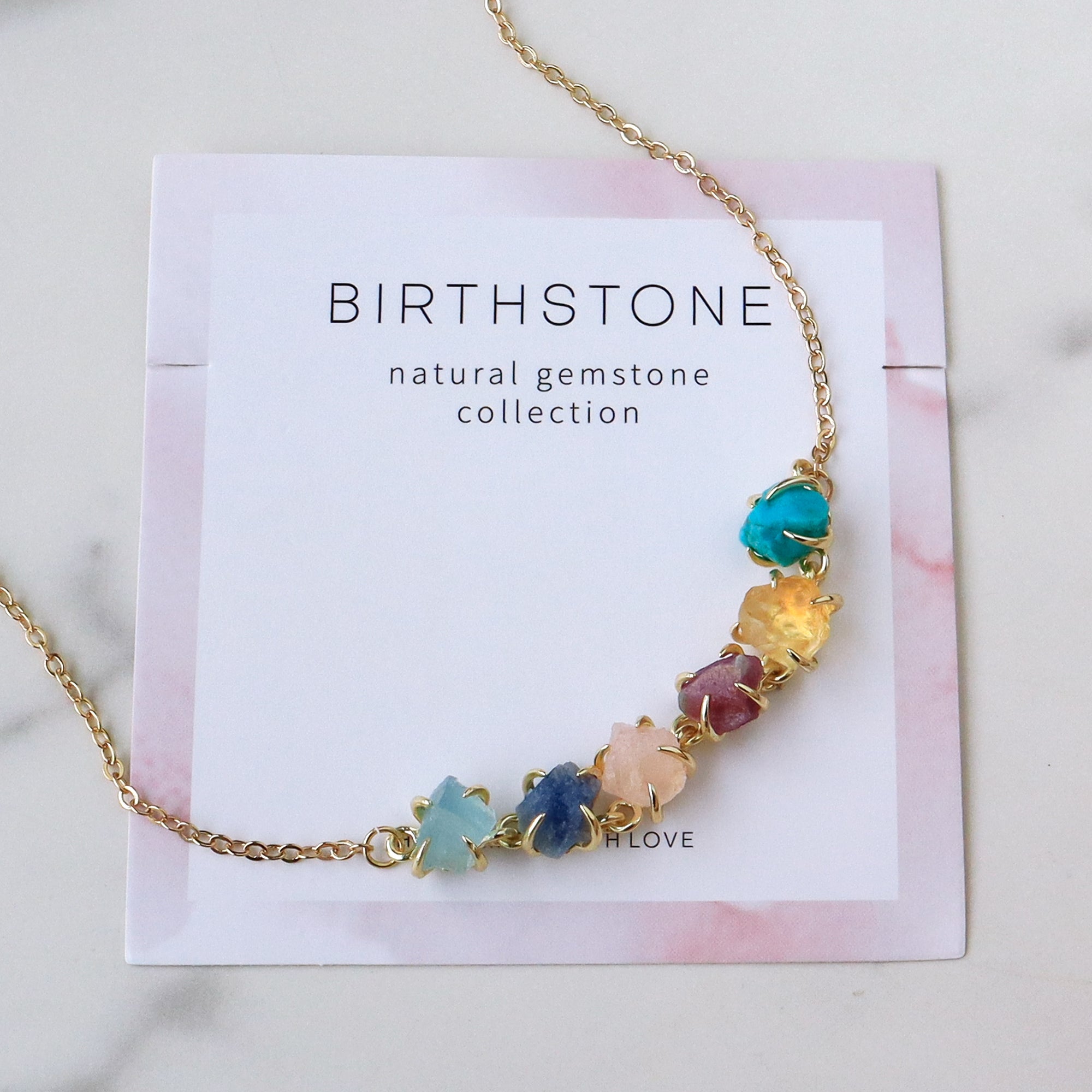 Gold Plated Claw Raw Birthstone Necklace, 16 Inch, Healing Crystal Stone Necklace, Natural Gemstone Jewelry BT016