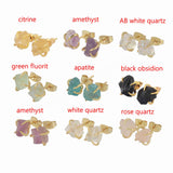 Gold Plated Claw Natural Gemstone & Crystal Studs Raw Quartz Studs Earrings Healing Jewelry ZG0446