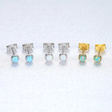 S925 Sterling Silver Tiny Small Opal Studs Earrings, Round Opal Post Earrings AL099