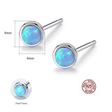 S925 Sterling Silver Tiny Small Opal Studs Earrings, Round Opal Post Earrings AL099