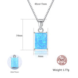 16" S925 Sterling Silver Opal Necklace, Rectangle Opal Pendant Necklace, Fashion Jewelry AL563