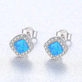 S925 Sterling Silver Diamond Opal Stud Earrings, CZ Opal Studs, Fashion Opal Jewelry AL558