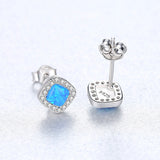 S925 Sterling Silver Diamond Opal Stud Earrings, CZ Opal Studs, Fashion Opal Jewelry AL558
