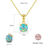 16" S925 Sterling Silver Opal Necklace, Tiny Round Opal Pendant Necklace, Fashion Jewelry AL562