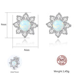 S925 Sterling Silver Opal CZ Flower Stud Earrings, Fashion Jewelry AL559