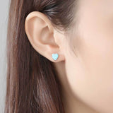 S925 Sterling Silver Opal Studs Earrings In Heart Opal, Gemstone Earrings Jewelry AL553