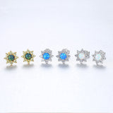 S925 Sterling Silver Opal CZ Flower Stud Earrings, Fashion Jewelry AL559