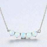 Pretty Opal October Birthstone Necklace, 925 Sterling Silver Claw Opal Five Stones Jewelry Necklace AL102