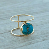 18k Gold Round Turquoise Ring AL292