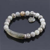 Amethyst Labradorite Gemstone Beads Love Pendant Bracelet
