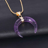 Natural Stone Double Horn Necklace AL145