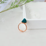 Adjustable Raw Gemstone Ring, Rose Gold Plated, Healing Crystal Stone Ring, Birthstone Jewelry BT013