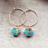 Hexagon Hoop Tiffany Turquoise Earrings ED001-E