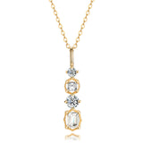 Sterling Silver Plated 14K Gold Zircon Bar Pendant Necklace Geometric CZ Pave Simple Fashion Necklace AL479