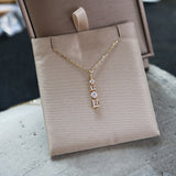 Sterling Silver Plated 14K Gold Zircon Bar Pendant Necklace Geometric CZ Pave Simple Fashion Necklace AL479