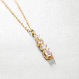 Sterling Silver Plated 14K Gold Zircon Bar Pendant Necklace Geometric CZ Pave Simple Fashion Necklace AL479