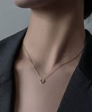 Sterling Silver Plated 14K Gold Round Pendant Necklace Simple Fashion Circle Necklace AL480