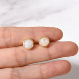 Gold Plated Round Faceted Gemstone Stud Earrings, Birthstone Earrings Jewelry BT024