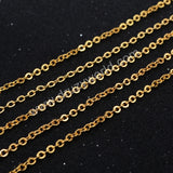 16 Inch 14K Gold Plated Copper Finished Chain Necklace Finding Golden Flat Cable Chain Losbter Clasp PJ003-16-G