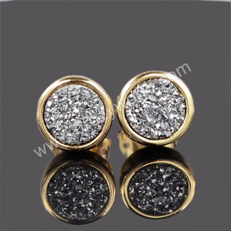 silver druzy earrings gold